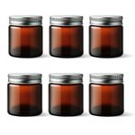 Avalon Cosmetic Packaging - PACK of 6 - Empty AMBER Glass Jars with Aluminium Airtight Lids for Aromatherapy Blends/Creams/Candlemaking (30ml)