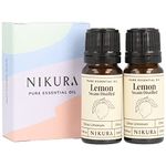 Nikura Lemon (Steam Distilled) Essential Oil - 20ml (2 x 10ml) | 100% Pure Natural Oils | Perfect for Cleaning, Aromatherapy, Diffusers, Humidifier | Great for Mindfullness, Massage | Vegan & UK Made