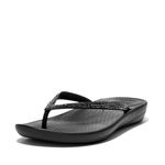 Fitflop Women's Sparkle Classic iQushion Flip Flops - Lightweight & Comfortable with Natural Arch Support - Black - 6 UK