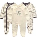 Kiddiezoom Unisex Baby Sleep & Play, Organic One-Piece Romper-Jumpsuit PJ, Snap Front Footed Pajama 3-Pack