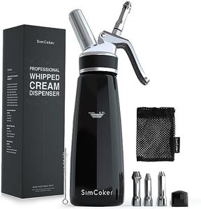 SimCoker Whipped Cream Dispenser, Aluminum Cream Whipper 500mL/1 Pint,3 Stainless Culinary Decorating Nozzles, 1 Brush, 1 Storage Bag, Homemade Cream Maker, N2O Chargers Not Included