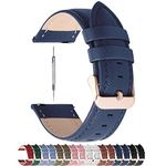 Fullmosa 20mm Leather Watch Band Compatible with Samsung Galaxy Watch 6/5/4 Band 40mm 44mm/5 Pro 45mm,Galaxy Watch 6 Classic Bands 47mm 43mm/Watch 4 Classic 42/46mm,Garmin Vivomove HR/Forerunner 645/245,Dark Blue, Rose Gold Buckle