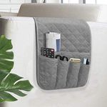 Sofa Armrest Organizer Non-Slip Arm Chair Bedside Caddy Storage Organizer for Recliner Couch with 5 Pockets for Cell Phone TV Remote Control Magazines (GRAY)