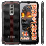 DOOGEE Blade10 Rugged Smartphone 2024, 10.7mm Ultra-thin Android 14 Rugged Phone, 128GB ROM/2TB TF, 4G Dual SIM/1 TF Card, 6.56’’ 90Hz, 16MP+8MP AI Camera, Face Unlocked/IP68 Waterproof/OTG/GPS, Red