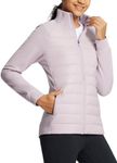 BALEAF Women's Running Winter Jacket Water Resistant Windproof Lightweight Puffer Coat Fall Cold Weather Hiking Golf Casual with Zip Pockets Light Purple XS