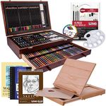 163-Piece Deluxe Art Supply Set with Paints, Pastels, Pencils, Easel, and Sketch Pads