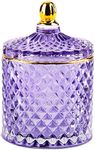 ALAMHI Glass Jewelry Box Purple Trinket Dish Crystal Candy Jars with Lids Candy Dishes Decorative Apothecary Jars Small Storage Candy Bowl Unique Gifts for Women