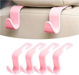 4PCS Car Back Seat Headrest Hooks, Rear Car Seat Storage Headrest Hanger Holder Hooks Organizer, Universal Auto Interior Accessories for Bag Purse Handbag Cloth Coats Grocery (Pink)