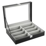 MYFULLY 8 Slot Eyeglass Sunglass Storage Box | PU Leather Multi Sunglasses Organizer for Women Men, Display Case