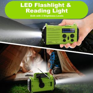 Solar Hand Crank Emergency Radio – Green Portable Weather Alert