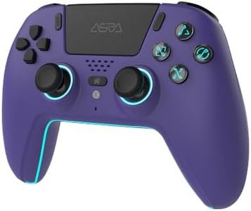 ASRVA Purple Wireless Pro Controller for PS5 Pro, Slim, PC, iOS, Android | Hall Effect No-Drift Joystick, 2 Programmable Back Paddles, Macro & Gyro, 1000mAh Battery & Dynamic RGB Lighting