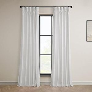 HPD Half Price Drapes Heritage Plush Velvet Curtains 84 Inches Long Room Darkening Curtains for Bedroom & Living Room 50W x 84L, (1 Panel), Pillow White