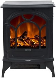 Bonaire Electric Fireplace Portable Heater for Home Indoor with 2 Heat Levels (950W/2000W), Realistic Log-Set, LED Flame Effect, Tempered Glass, Heats Up to 20m²