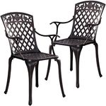 Withniture Cast Aluminum Patio Chairs, Outdoor Bistro Chairs Set of 2 with Large Back, All Weather Metal Dining Chairs for Garden Deck Backyard, Bronze Lattice Weave Design