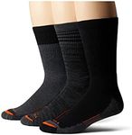 Merrell Unisex-Adult's Men's and Women's Merino Wool Work Socks-3 Pair Pack-Arch Support, Crew-Charcoal, Medium-Large