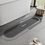 MontVoo Bathroom Mat Bath Mats for Bathroom Non Slip Absorbent Bathroom Rug Fashion Oval Bath Mat Quick Dry Washroom Mat Washable Shower Bathtub Sink Dark Grey 43X127CM