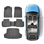 All Weather Floor Mats & Cargo Liner for Honda Civic 2026 2025 2024 2023 2022 Sedan (Fits Rear Seats with or Without USB Ports), Custom Fit 1st & 2nd Row with Trunk Mat Full Set for Civic Accessories