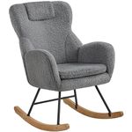 Yaheetech Rocking Chair, Boucle Fabric Tufted Rocking Chair for Nursery, Modern Armchair with Metal Legs and Wood Base, High Back Rocking Tub Chair for Living Rooms, Bedrooms, Dark Grey