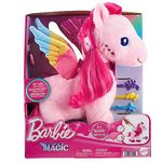Mattel Barbie A Touch of Magic Stuffed Animals, Walk & Flutter Pegasus Plush, 11-inch Walking Plushie with Hair Accessories and Sound Feature, HPJ50, Pink