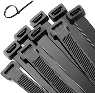 100 Pack of Black Cable Ties,300mm x7.6mm,HIDOU 12" Premium Nylon Zip Ties,Thicker and Wider Plastic Tie Wraps for DIY Outdoor Office Home Garden