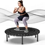 BCAN 40" Foldable Mini Trampoline, Silent Bungee Cord, Stable & Quiet Exercise Rebounder for Adults Indoor/Garden Workout Max 450 LBS - Black