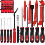 KEZE 15Pcs Carbon Steel Precision Pick & Hook and Trim Removal Tool Set with Scraper and Magnetic Telescoping Tool Kit for Remove Automotive Electronics Maintenance Hoses Gasket Hand Pick Up Tools
