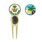 PINMEI Golf Divot Repair Tool with Removeable Golf Ball Marker Golf Gift for Men Women (Summer)