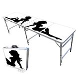 PARTYPONG 8-Foot Folding Beer Pong Table - Trucker Girl Edition (Base Model)