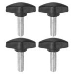 sourcing map 4pcs Tee Wing Knobs Thumb Screws M8 x 25mm Standard Male Thread Plastic T Knobs Handles Hand Clamping Knobs Grip Thumbscrew, Black