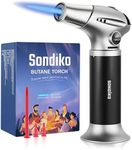 Sondiko Butane Torch Lighter, Refillable Creme Brulee Torch with Adjustable Flame, Safety Lock for Soldering, Kitchen, Welding.