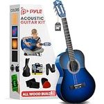 Pyle Acoustic Guitar 36 Inch Junior Size Set, 6 String Nylon Classic Guitarra Acustica for Beginner Learning Youth, Kids, Boys, Girls, Toddler, Teen, Adult with Accessories Pack, Right (PGACLS82BLU.7)