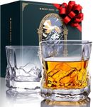 Unique Everest Bourbon Glasses Set of 2 in Fabric-Lined Gift Box - Mountains Theme - Heavy Freezable 8 OZ Old Fashioned Whiskey Glasses Set of 2 - Scotch Glass Set 2 - Whiskey Gifts for Men