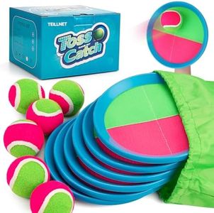 TEILLNET Toss and Catch Ball Set for Toddlers, Kids and Adults - 6 Pack - Kids Toys Outdoor Indoor - Sturdy & Water-Resistant, Great Game for Beach, Pool and Yard - Classic Gift for Boys Girls