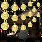 Bubble Lights (100 LED, Warm-White) Solar String Lights Outdoor for Outside Decor,100LED 12M/39ft Outdoor String Lights Crystal