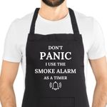 Second Ave Unisex Funny Use The Smoke Alarm As A Timer Black Apron BBQ Grill Cooking Kitchen Apron
