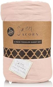 Sweet Acorn 3 Piece Toddler Bedding Sets - Organic Cotton Jersey Knit - Fits Convertible Cribs and Mattresses - 9" x 28" x 52" - Dahlia Pink