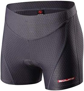 Souke Sports sous-Vêtements pour Femme Courts de Cyclisme 3D Rembourré Respirant Cuissard de Vélo Séchage Rapide,M,Gris Foncé-Gris Foncé