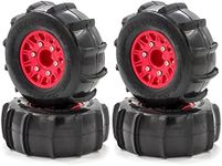 GoolRC RC Paddle Tires, 4PCS Off Road Snow Sand Rubber Tires Hex 12mm Wheels Replacement for 1/10 Short-Course Truck 727 Slash K1 RC Car (Red)