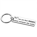 Funny Friend Gifts Keychain for Best Friend BFF Birthday Christmas Graduation Friendship Gifts for Sisters Brothers Besties Go Away Long Distance Wedding Present for Women Coworker Keepsake