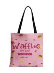 JUICEBERRY Waffle Canvas Tote Bag for Women for College, Office, Travel and Shopping with Zip; 100% Cotton Canvas (Baggilicious)