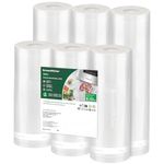 Bonsenkitchen 6 Packs Vacuum Sealer Rolls Bags, 3 Rolls 28 x 600cm + 3 Rolls 20 x 600cm Storage Bags, Durable Commercial Customized Size Food Bags for Food Storage and Sous Vide Cooking, VB3211