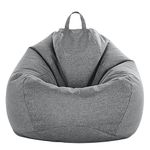 Hiseng Bean Bag Chair Adult Children, Solid Colours Bean Bags Cover, Lazy Sofa No Filler, Washable Sofa Chair for Living Room, Study, Children's Room (70x80cm,Gentleman's Grey)