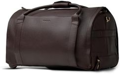 Wool & Oak - NOVA Large Duffle Bag with Wheels - Carry On Garment Duffle Bags for Travel, Overnight, Hospital, Travel Bags for Women & Men with Shoe Compartment & Tech Pocket (Leather, Chocolate)