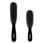 Giorgio GIO3-4BLK Black Set of 2 Gentle Touch Detangler Hair Brush for Men Women and Kids. Soft Bristles for Sensitive Scalp. Wet and Dry for all Hair Types. Scalp Massager Brush Stimulate Hair Growth