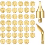 43 Pieces Wood Burning Tip Set Including Letter Number Symbol Wood Burning Tip Wood Burning Alphabet Tips Alphabet Number Template for DIY Embossing and Carving Crafts Wood Burning