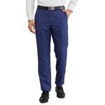 Park Avenue Men's Regular Fit Structure Pattern Poly Viscose Blend Flat Front Formal Trouser (Size: 36)-PMTX07634-B8 Dark Blue