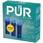 PUR Plus Water Pitcher & Dispenser Replacement Filter 3-Pack, Genuine PUR Filter, 3-in-1 Powerful Filtration for More Chemical & Physical Substance Reduction, 6-Month Value, Blue (CRF950Z3A)