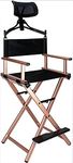 FGHDFH Makeup Artist Chair, Professional Director Chair, Director's Chair with Headrest, Director's Folding Aluminum Makeup Chair,Rose gold