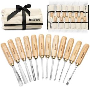 HURRICANE 12 PCS Wood Carving Tools Set with Canvas Case,Wood Carving Kit with Sharp Cr-V 60 Steel Blades for Professionals Beginners