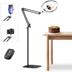 12" Overhead Phone Mount with Ring Light, CRI >95 & Adjustable 72" Height - 360° Circle Light, Phone Ring Light for Photography,Live Streaming, Cooking and Content Creation
